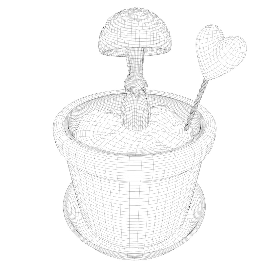 C4d Soil Pot Mushroom