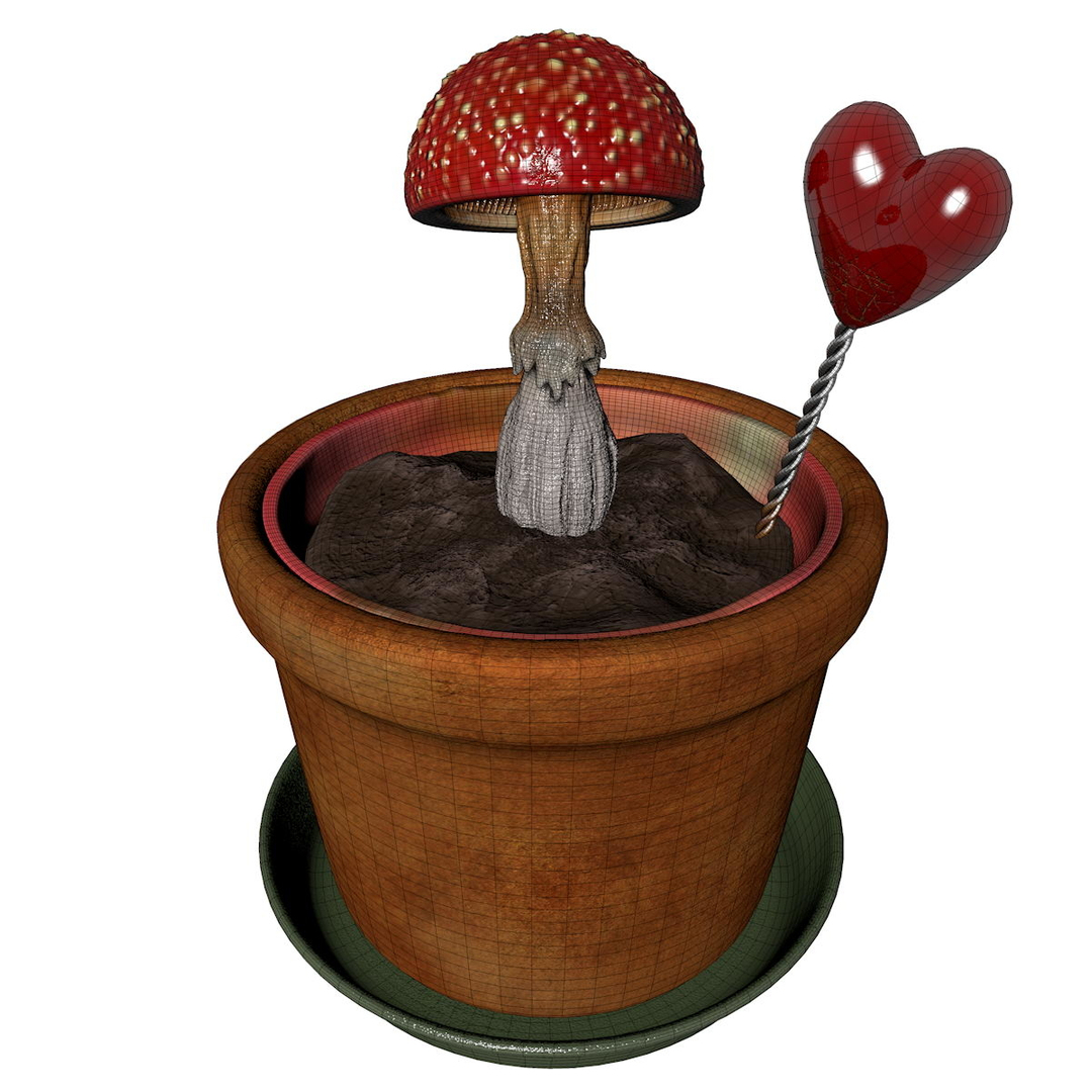 C4d Soil Pot Mushroom