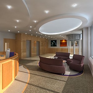 office reception interior scene 3d model