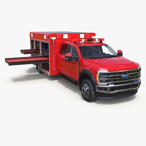 Ford Light Rescue Truck with Open Compartments 3D model
