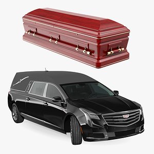 hearse car funeral casket 3D model
