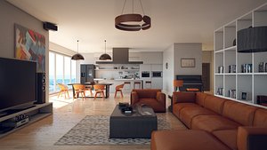 Interior furniture and props pack model