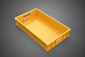3D model STANDARD RECTANGULAR YELLOW PLASTIC CRATE BOX HANDHOLD CONTAINER