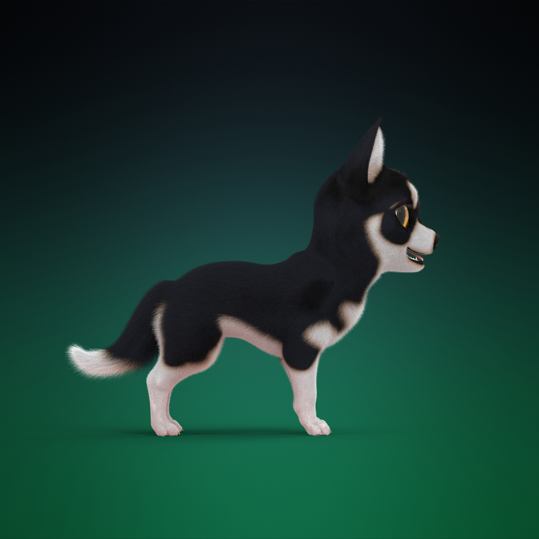 3d model cute cartoon husky