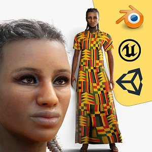 Realistic African Female Character Rigged