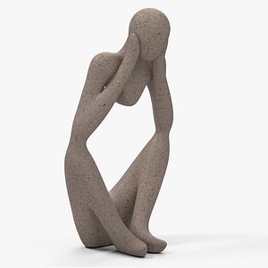 Abstract Thinker Figurine White Stone