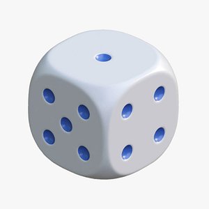 3D White dice with blue dots model