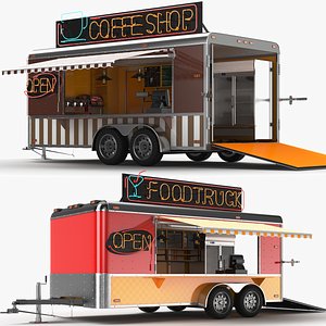 Two Detailed Food Trailers