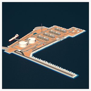 3D lng terminal island ship