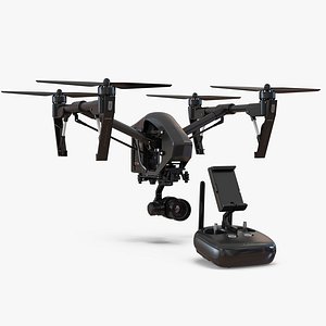 DJI Inspire 1 Quadcopter Black Edition Rigged 3D Models Set