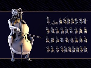 3D Cello Player Set 01