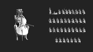 3D Cello Player Set 01