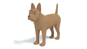 Low Poly Cartoon Yorkshire Terrier Dog