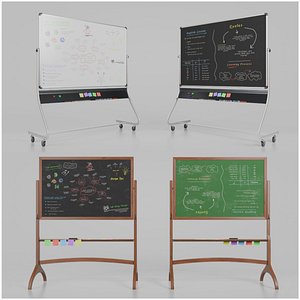 3D Dual-Sided Writing Boards Duo - Customizable Whiteboard and Chalkboard Set model