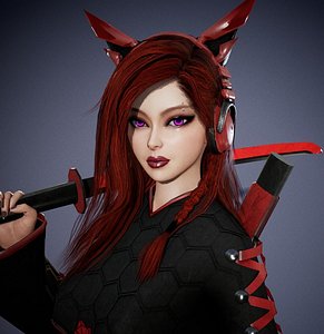 3D Sci-fi Woman With Katana