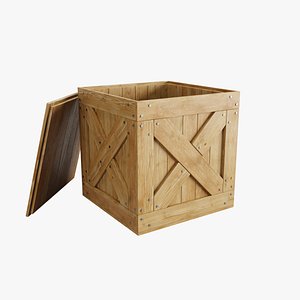 3D model Wooden Box with Lid