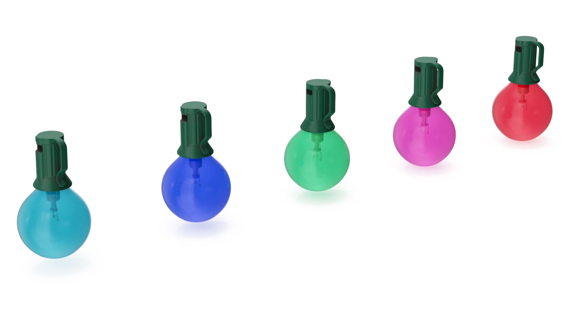 Colorful Outdoor Light Bulbs 3D model preview