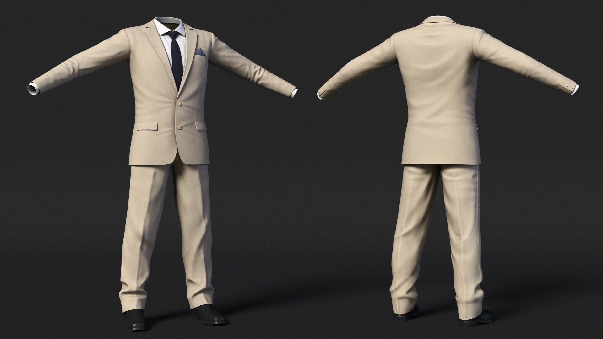3D Formal Beige Men Suit model - TurboSquid 2130585