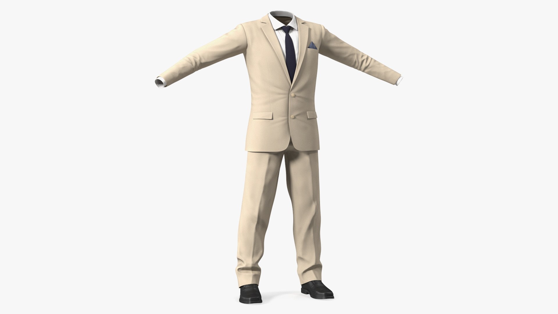 Formal Beige Men Suit 3D model preview