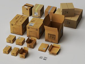 Logistics Shipping Cardboard Box Package Collection PBR