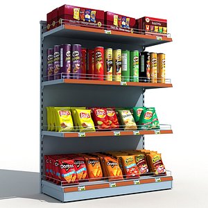 supermarket shelves chips 3d max