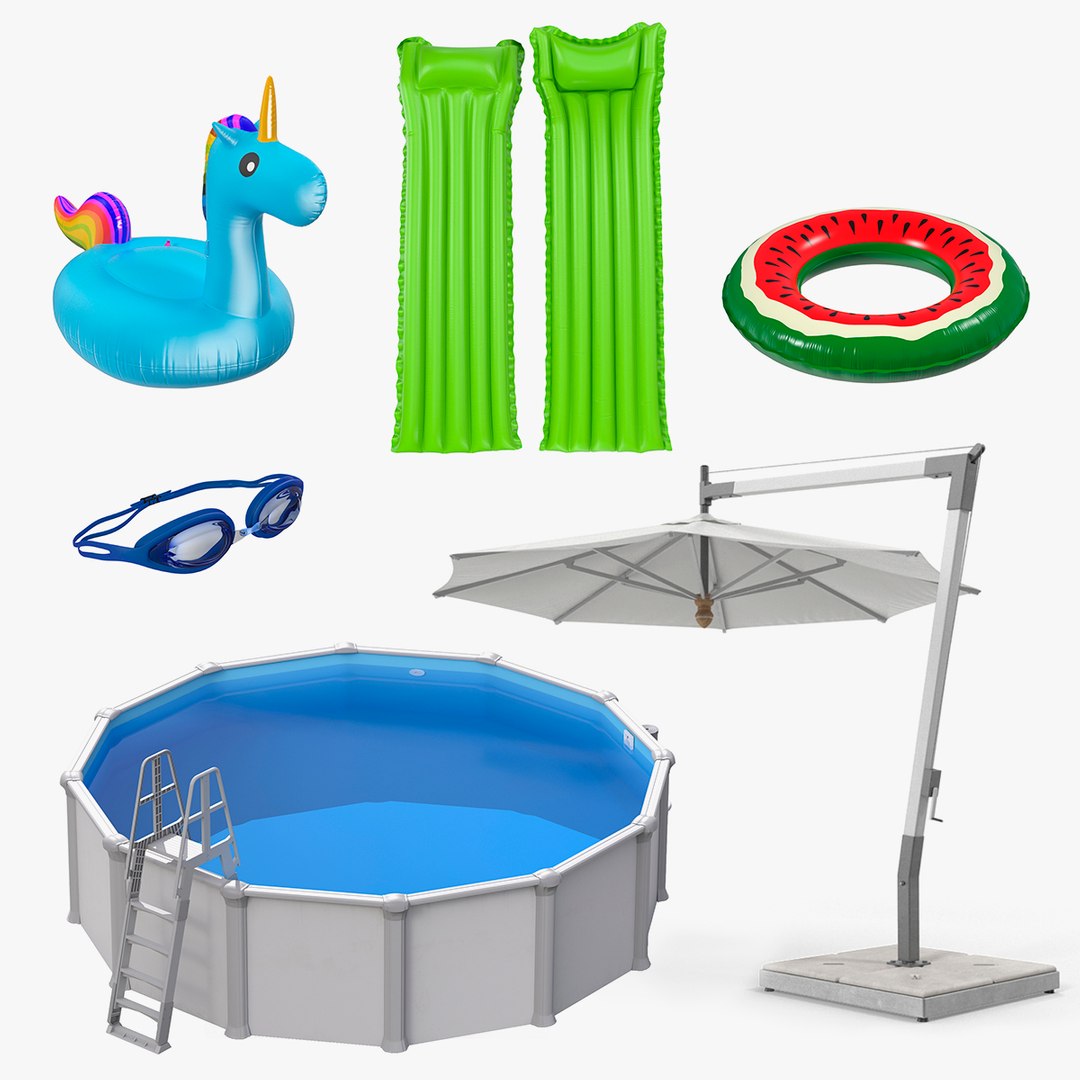 Swimming Pool and Accessories Collection 3 3D model preview