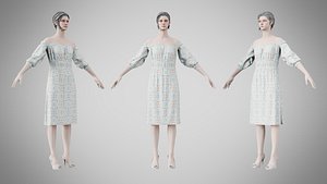3D model Dress 16 Aqua Meadow Mosaic