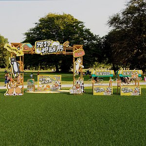 Pet Market Check in Display Market Gate Stall Pet Handheld Sign Cat and Dog Billboard 3D model