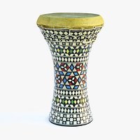 DoumbekTabla Drum Retopolized 3D Scan 14k Texture Low High Poly Real-time 3D Model