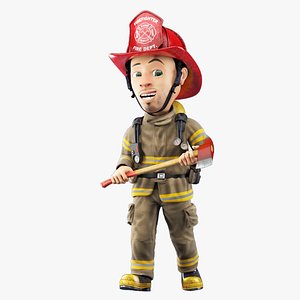 Cartoon Firefighter Rigged