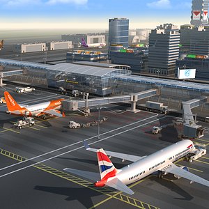 3D international airport hd