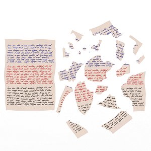Torn Letter Pieces 3D model