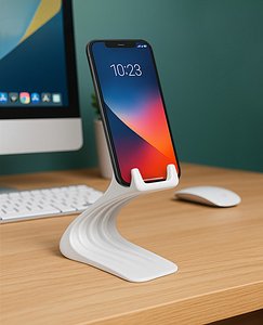 Curved Base Phone Stand 3D print model 3D model