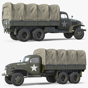 GMC CCKW 353 Military Cargo Truck Covered Green Simplified 3D model
