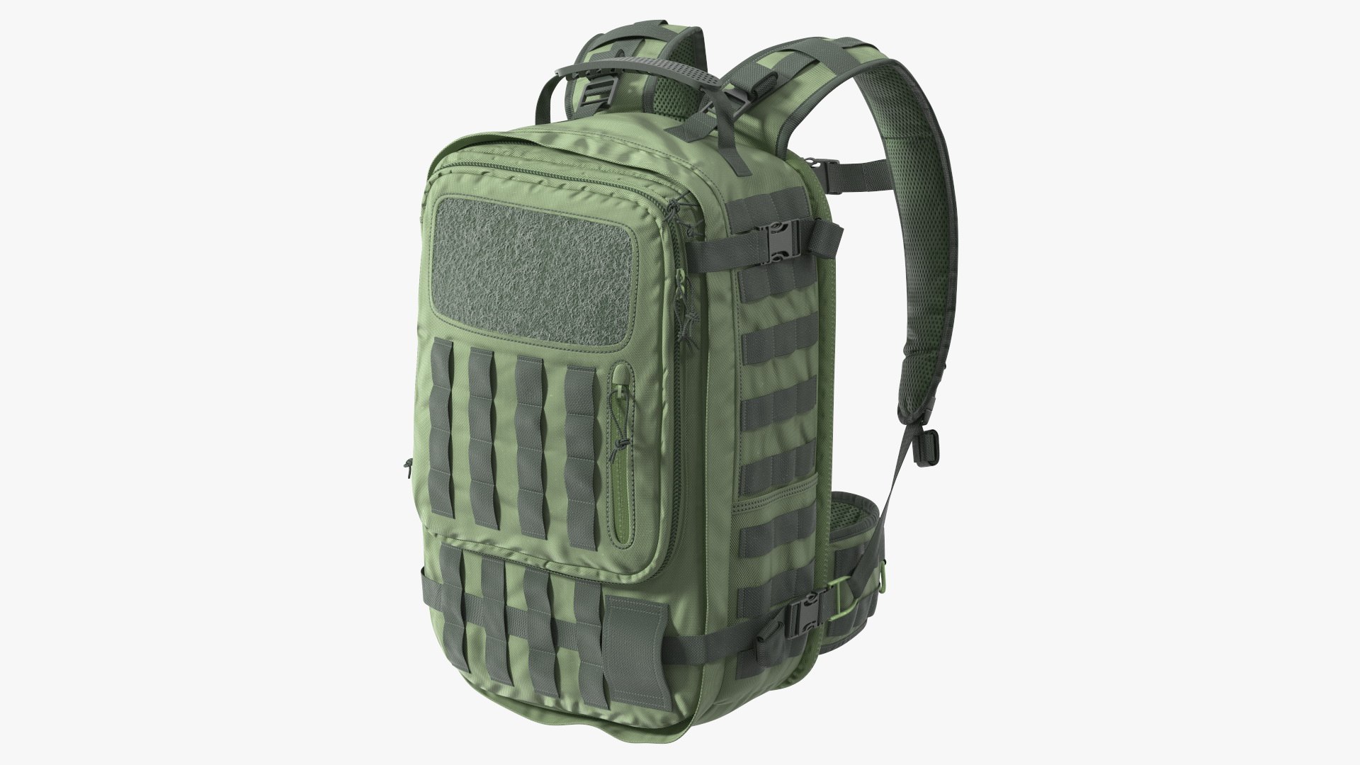 Tactical Military Trekking Backpack Green 3D model preview