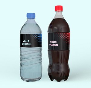 3D model Water and Soda Bottles