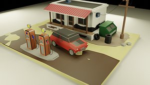 Gasolinera low poly