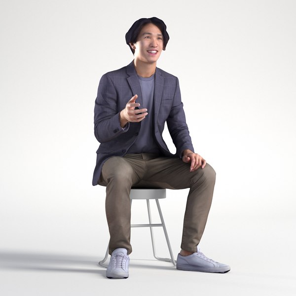 3D People Man Chris 2345 Business Suit Sitting Talking