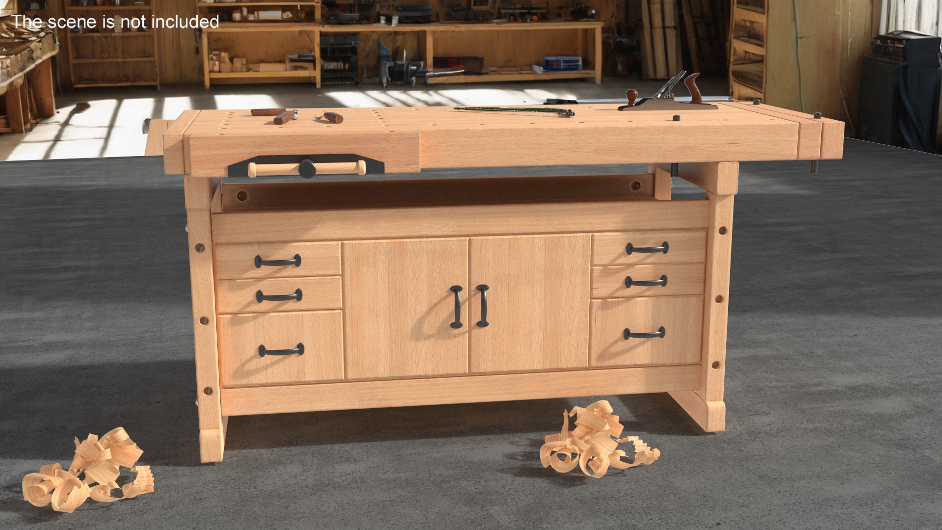 3D Aspen Workbench With Tools And Sawdust Model - TurboSquid 2279891