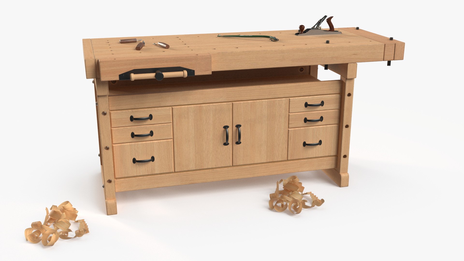Aspen Workbench with Tools and Sawdust 3D model preview