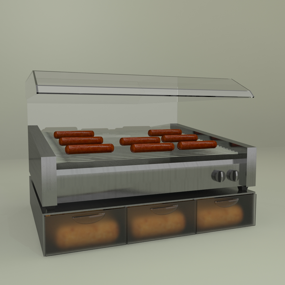 hot dog roller 3d max