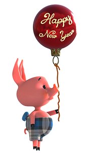 happy new year pig 3D model