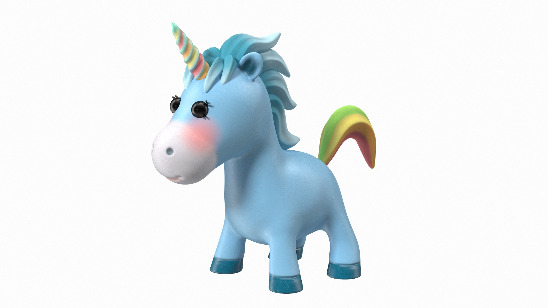 Blue Cartoon Unicorn Neutral Pose 3D Model - TurboSquid 1735827