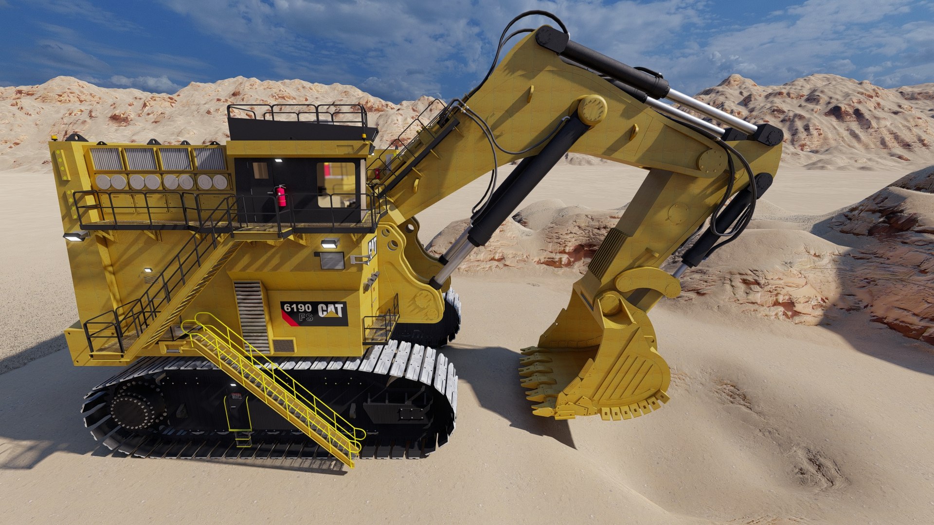 3D Caterpillar 6090 FS Excavator Lowpoly 3D Model TurboSquid 2218628