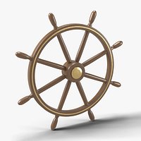 Wooden Ship Wheel Helm with Brass Inlay - Nautical Prop