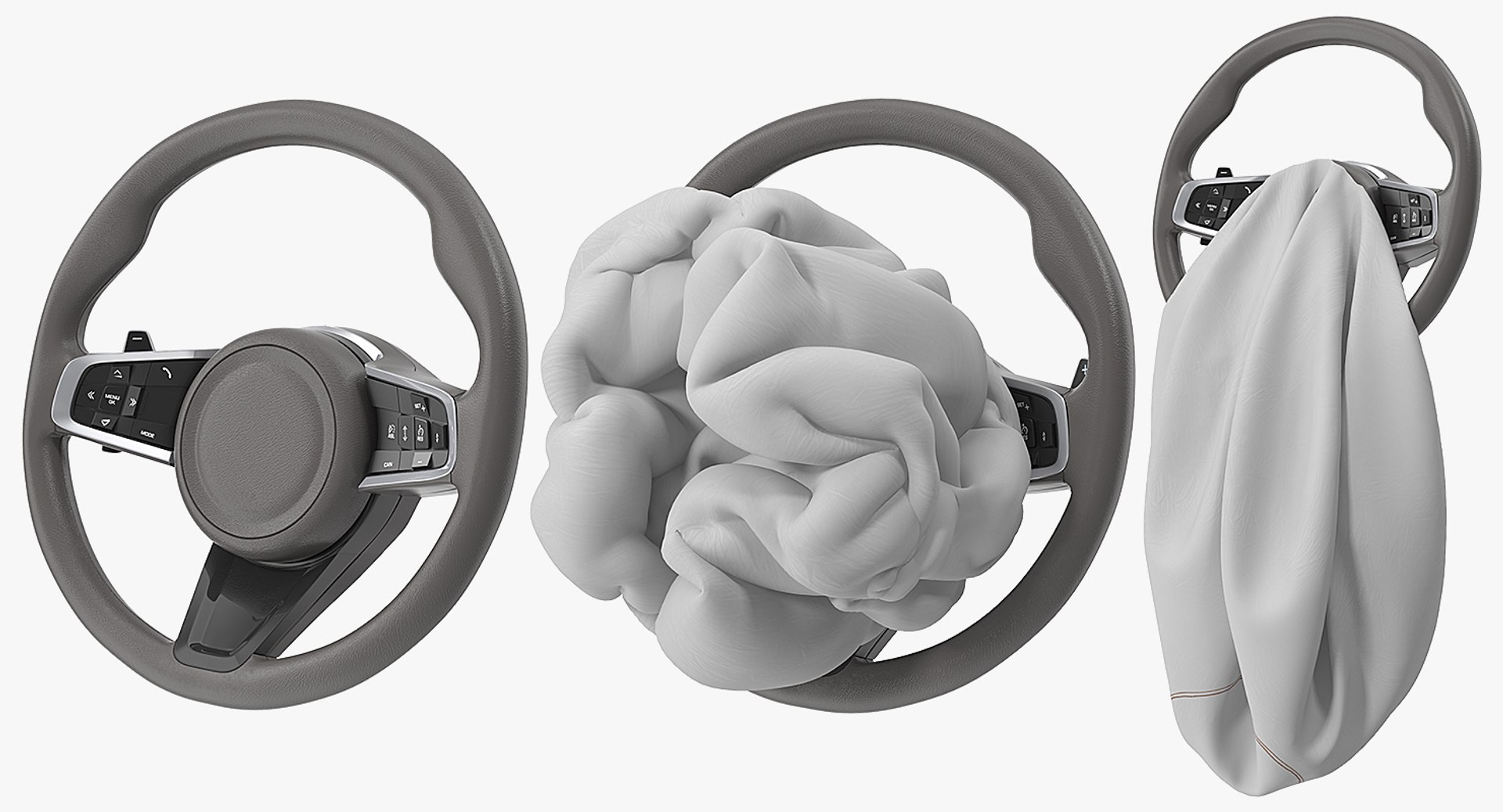Steering Wheel with Airbag Animated 3D model preview