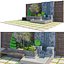 Composição de jardim zen com parede de água ao ar livre