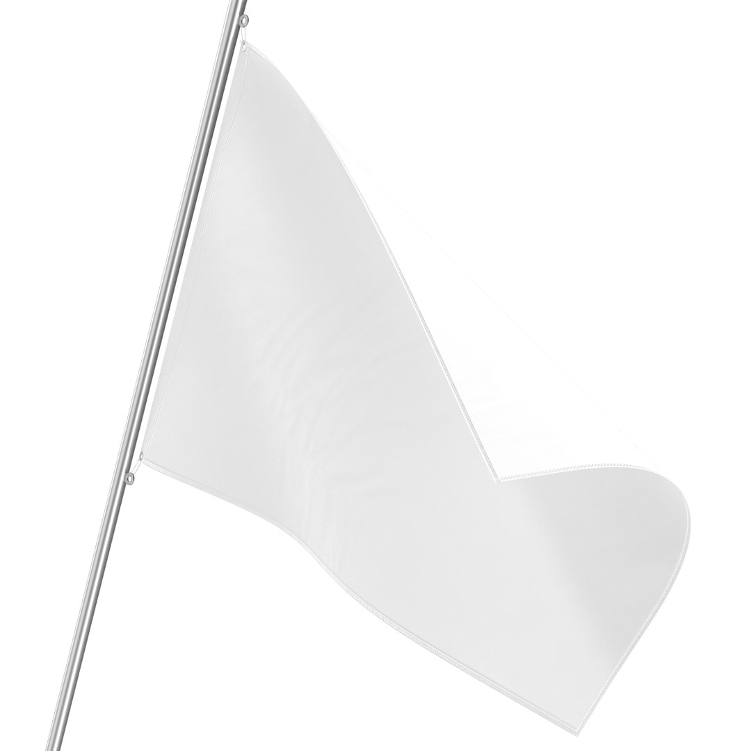 3d Obj White Flag Modeled