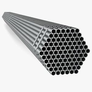 3D model Thin Steel Pipes Bundle 6 Meters