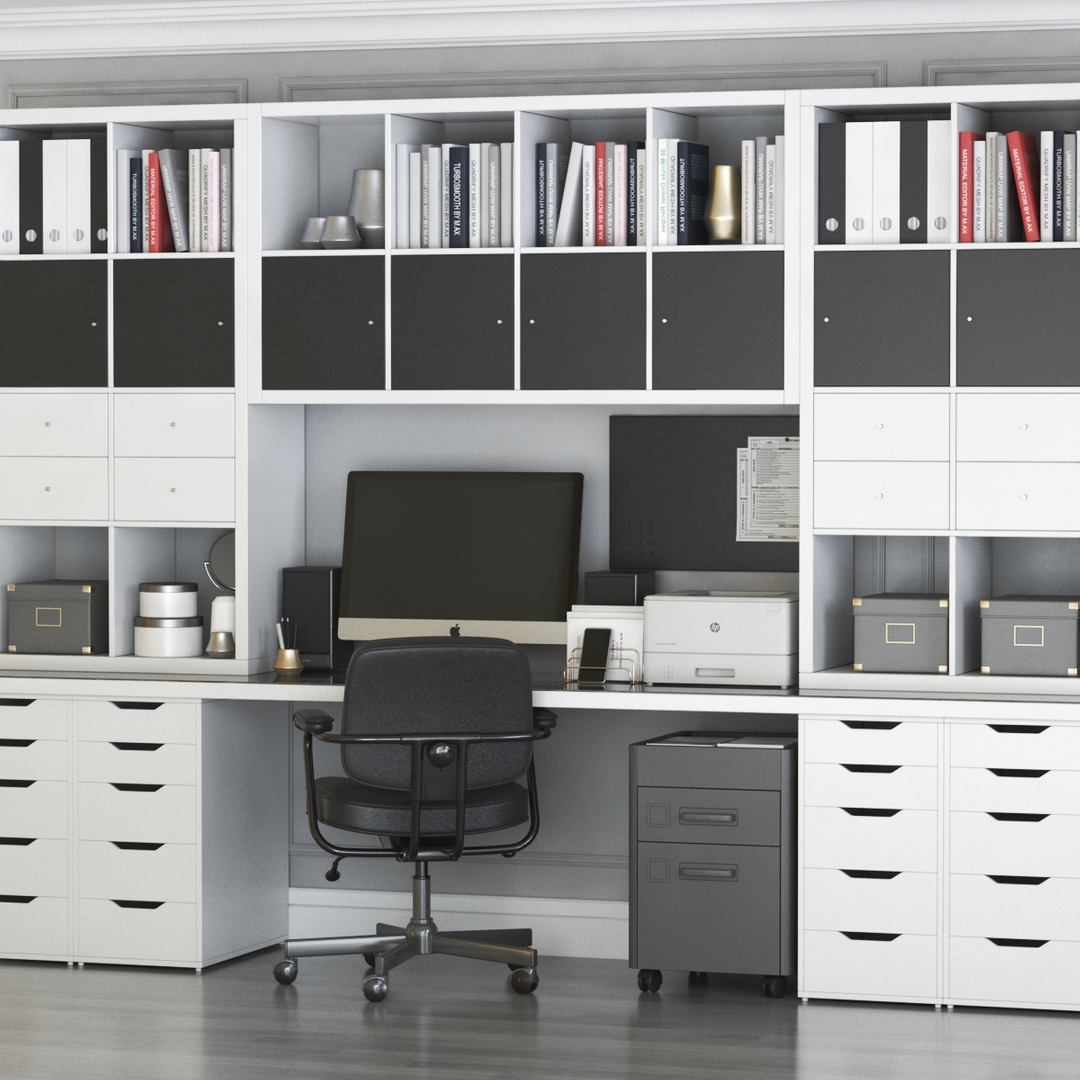 IKEA KALLAX office workplace model TurboSquid 1719434